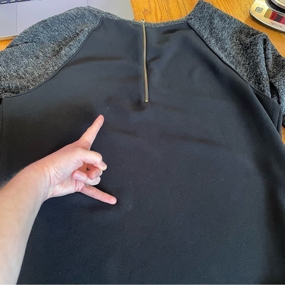 ANN TAYLOR LOFT Raglan Sleeve Colorblock Shift Dress Black Marled 3/4 Sleeve 12 - Picture 13 of 13